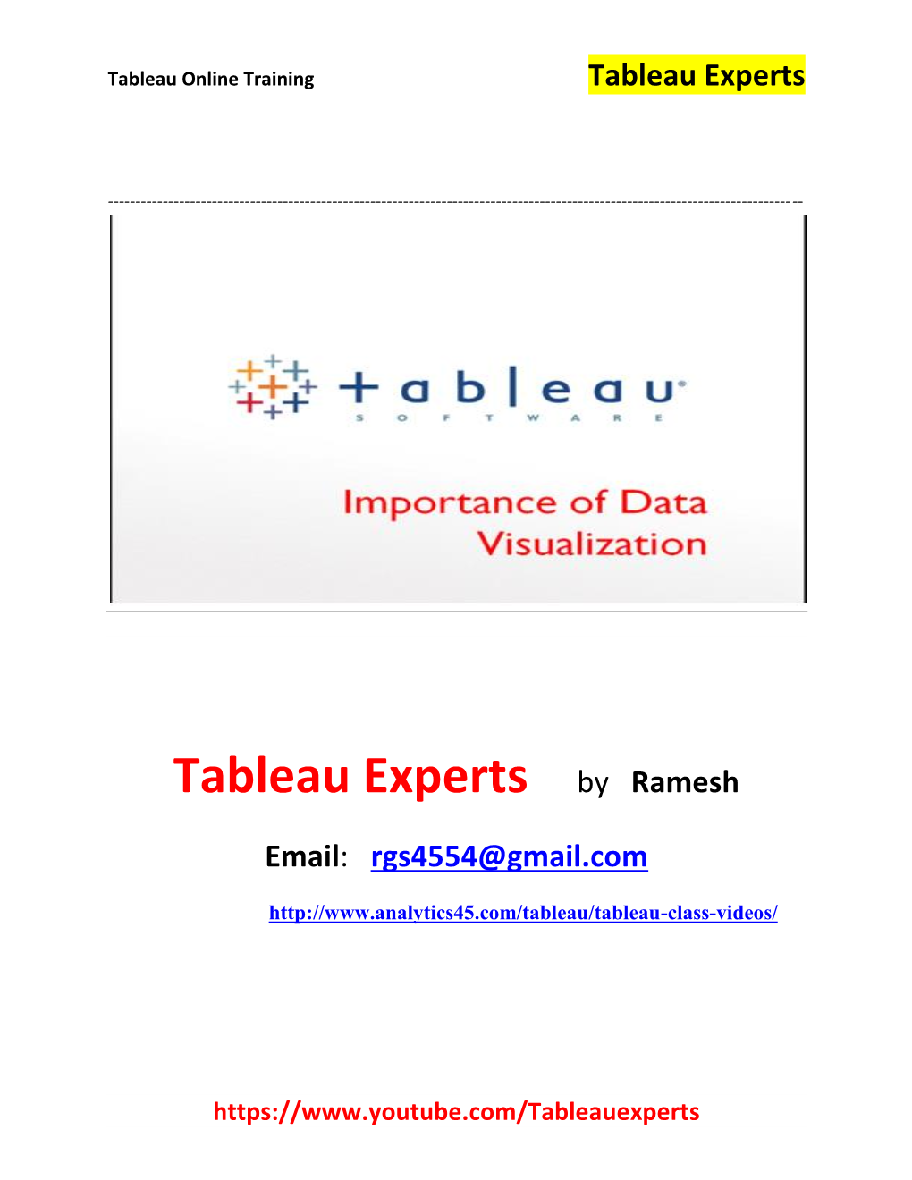 Tableau Experts