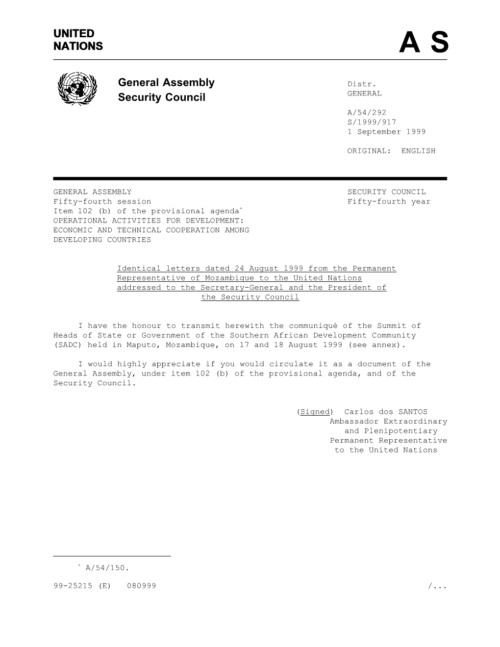 UNITED NATIONS General Assembly Security Council