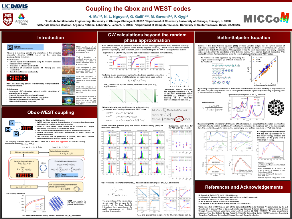 Coupling the Qbox and WEST Codes H