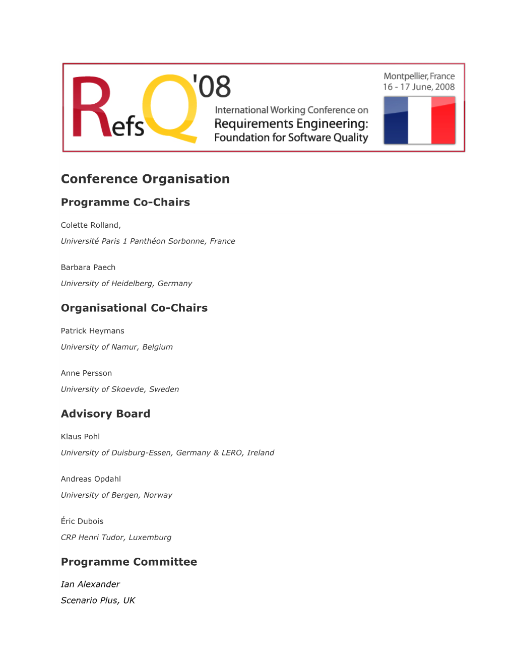 Conference Organisation