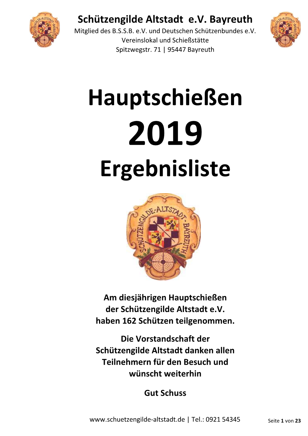 Hauptschiessen Auswertung 2019