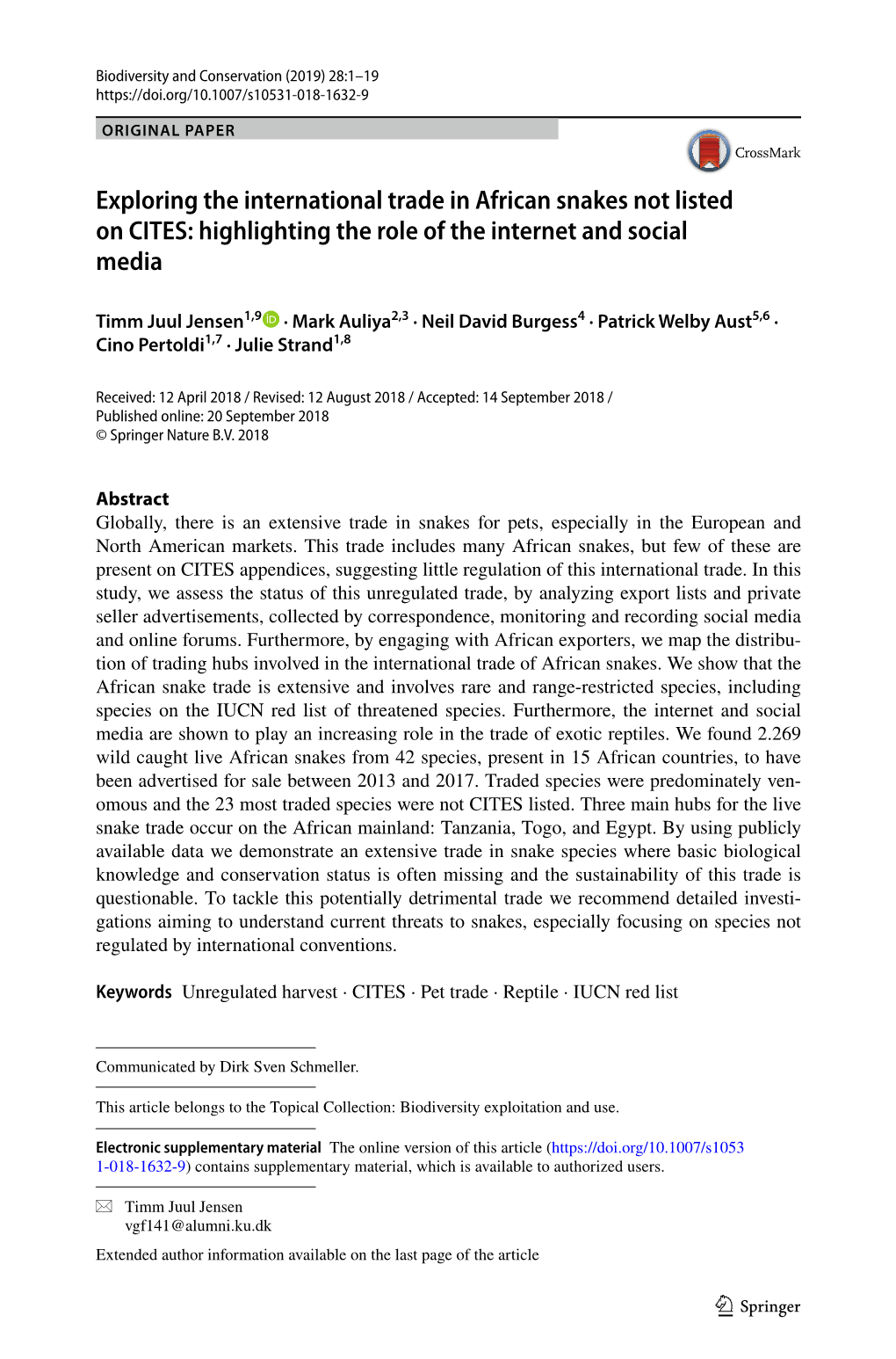 Exploring the International Trade in African Snakes Not Listed on CITES: Highlighting the Role of the Internet and Social Media