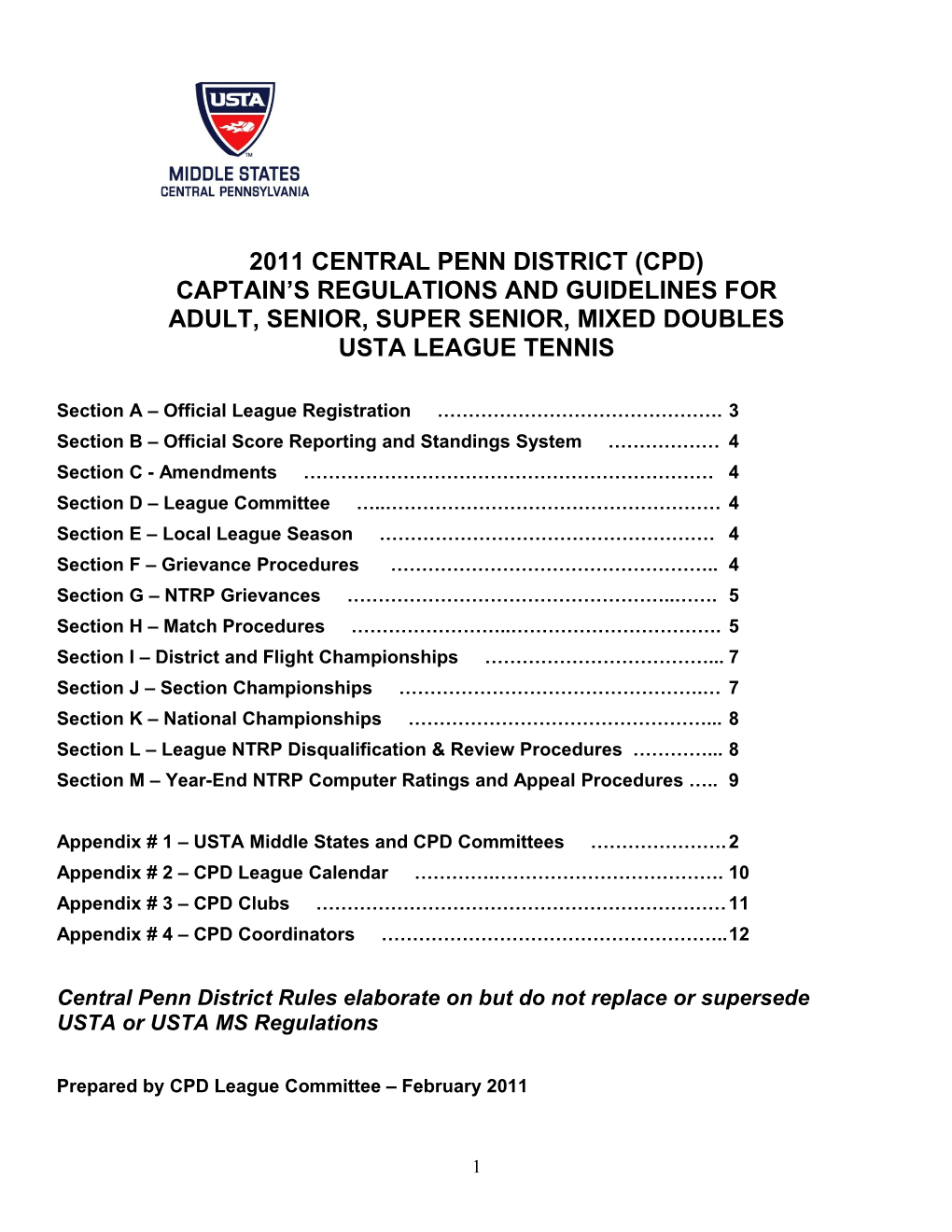 Usta Southern Section Regulations