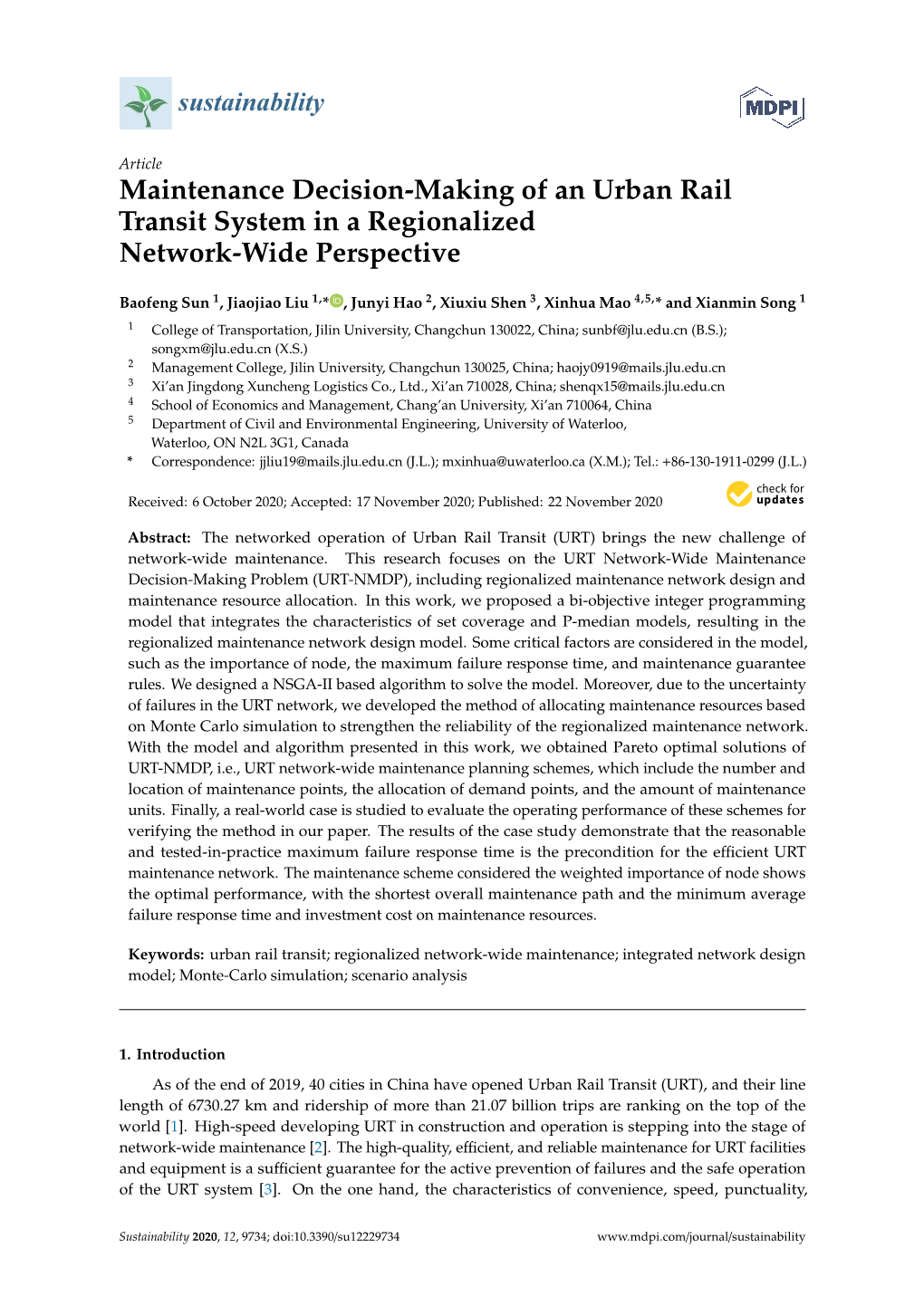 Maintenance Decision-Making of an Urban Rail Transit System in a Regionalized Network-Wide Perspective