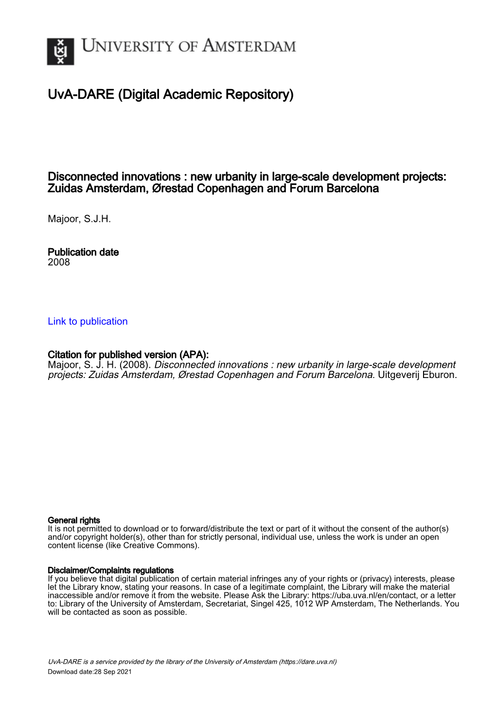 Chapter 3: Amsterdam Zuidas to Quantitative Successes As Regards the Number of Office Developments Realized