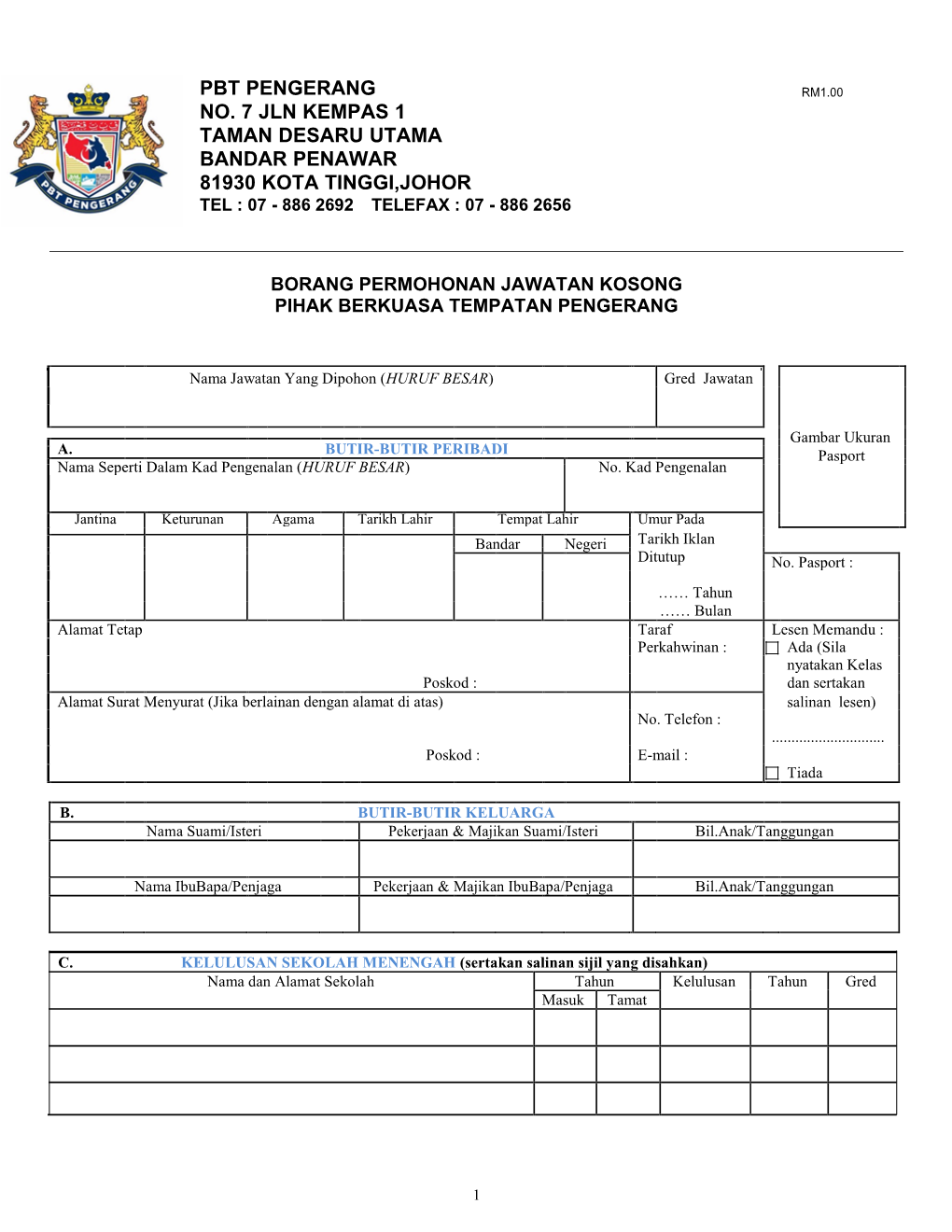 Pbt Pengerang No. 7 Jln Kempas 1 Taman Desaru