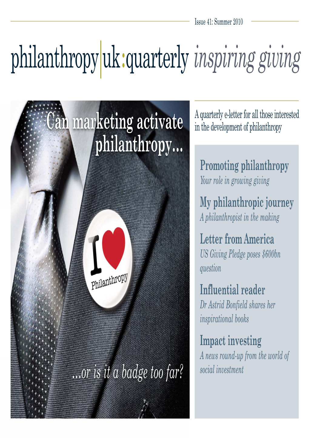 Summer 2010 Philanthropy Uk:Newsletter Inspiring Giving