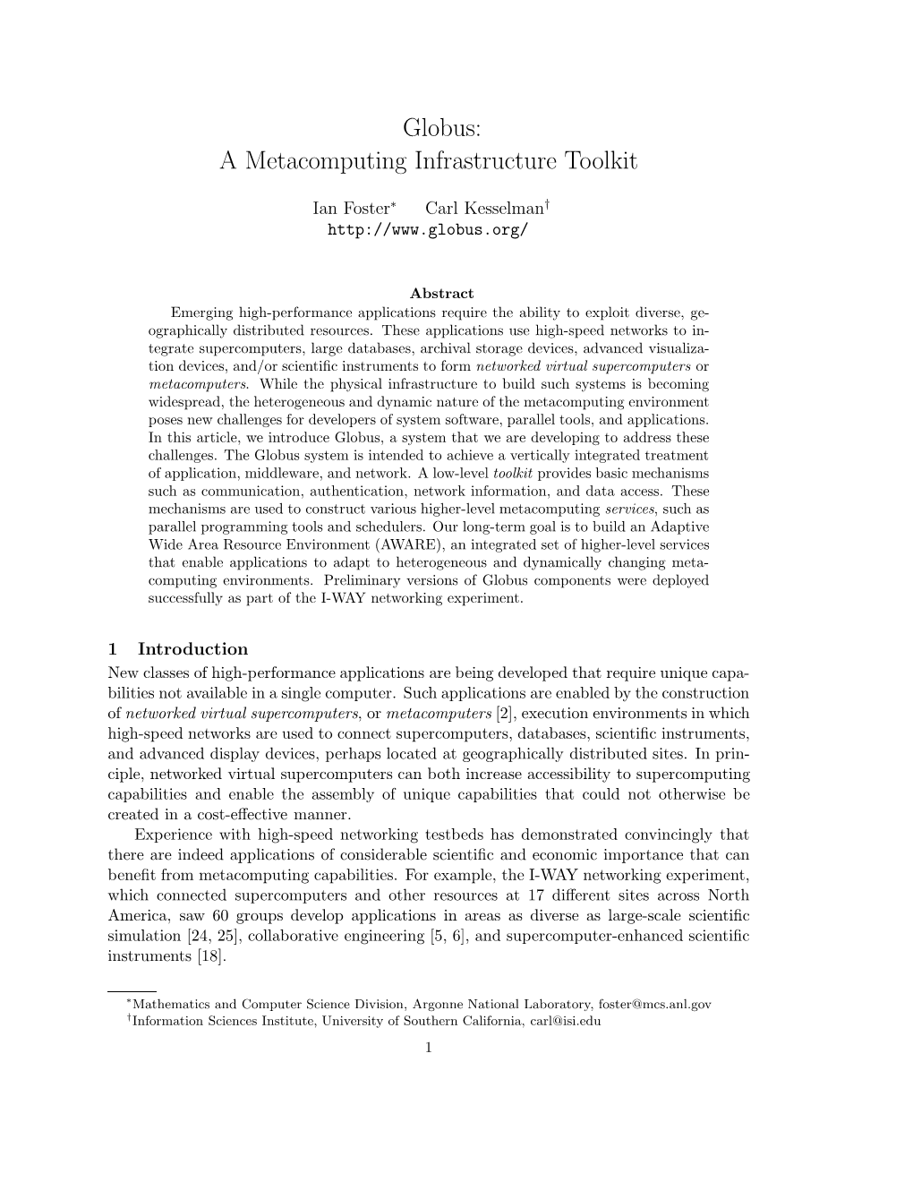 A Metacomputing Infrastructure Toolkit