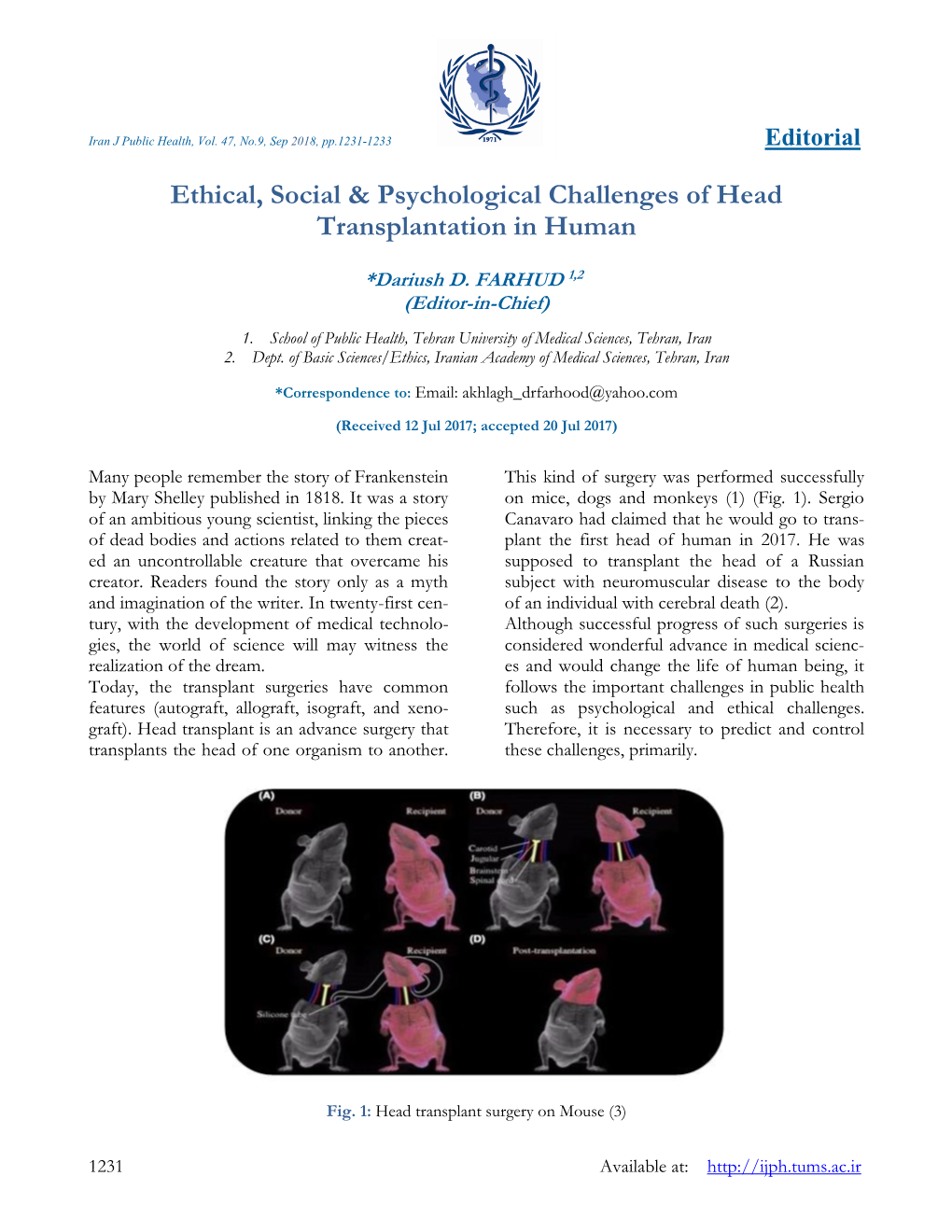 Ethical, Social & Psychological Challenges of Head