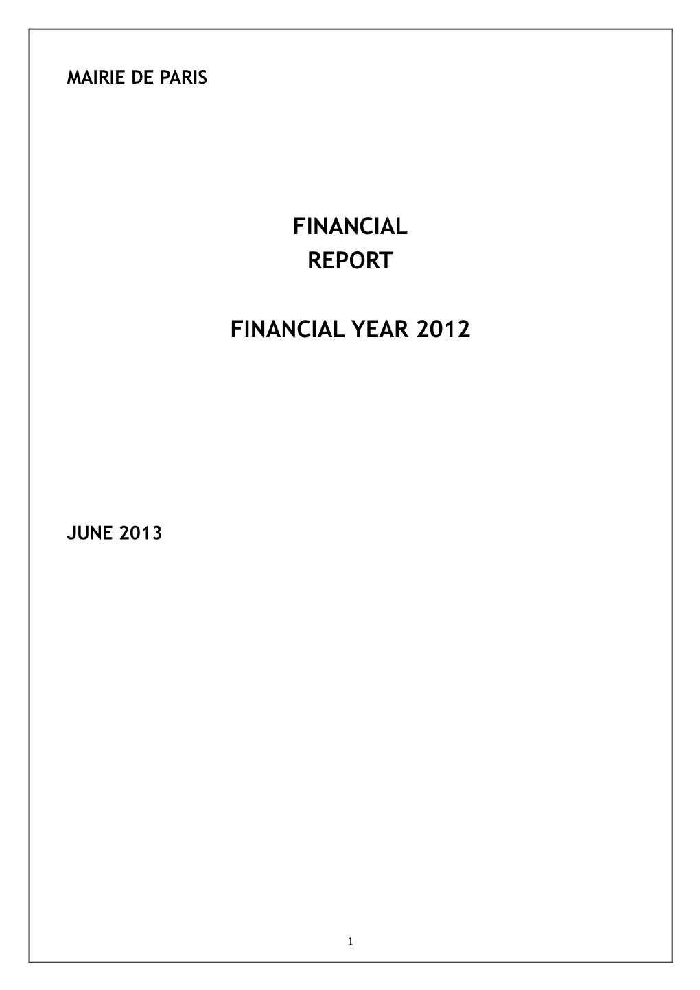 Financial Report Financial Year 2012