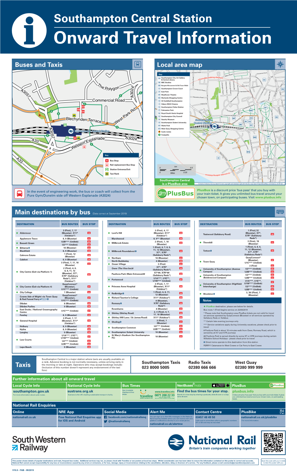 Southampton Central Station I Onward Travel Information Buses and Taxis Local Area Map