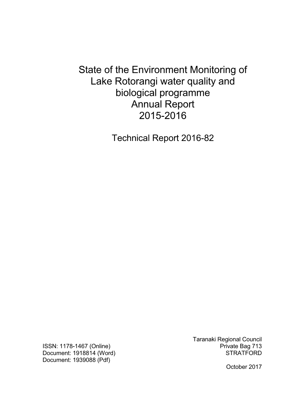 State of the Environment Monitoring Report 2015-2016