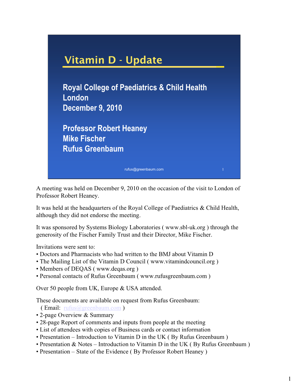 Vitamin D - Update