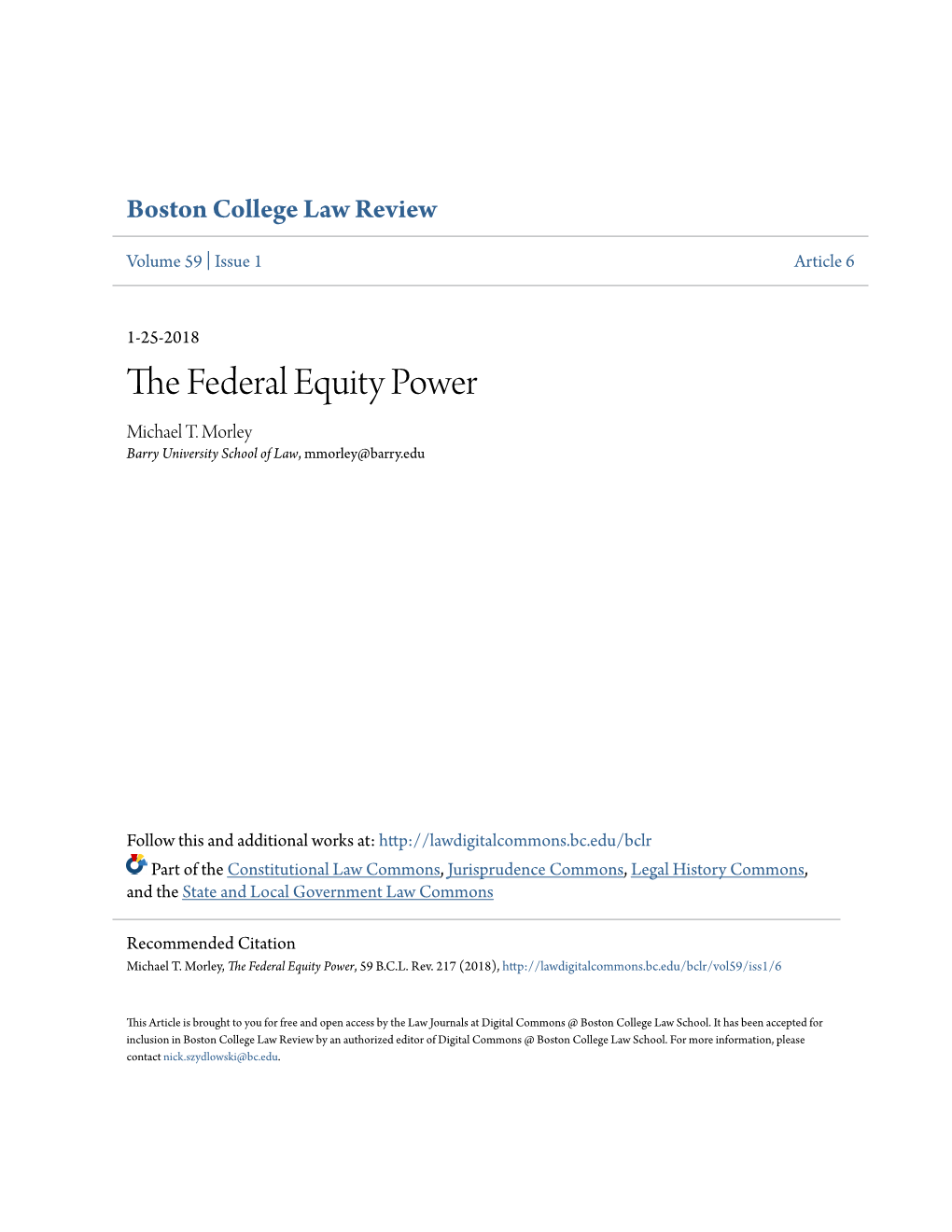 The Federal Equity Power, 59 B.C.L