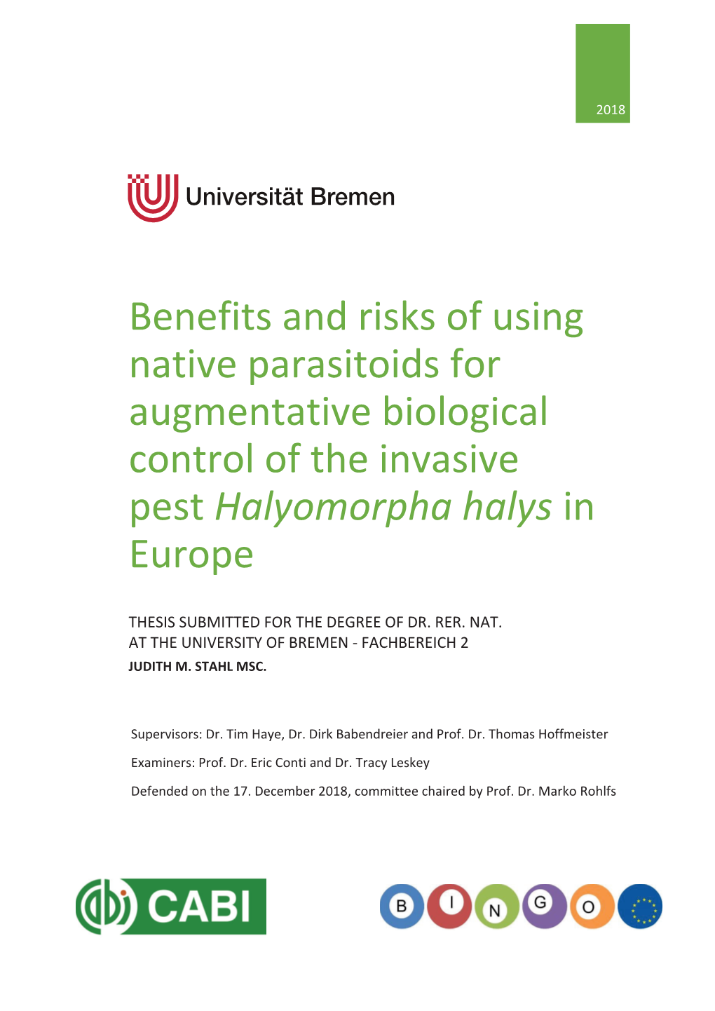 Benefits and Risks of Using Native Parasitoids for Augmentative Biological Control of the Invasive Pest Halyomorpha Halys in Europe