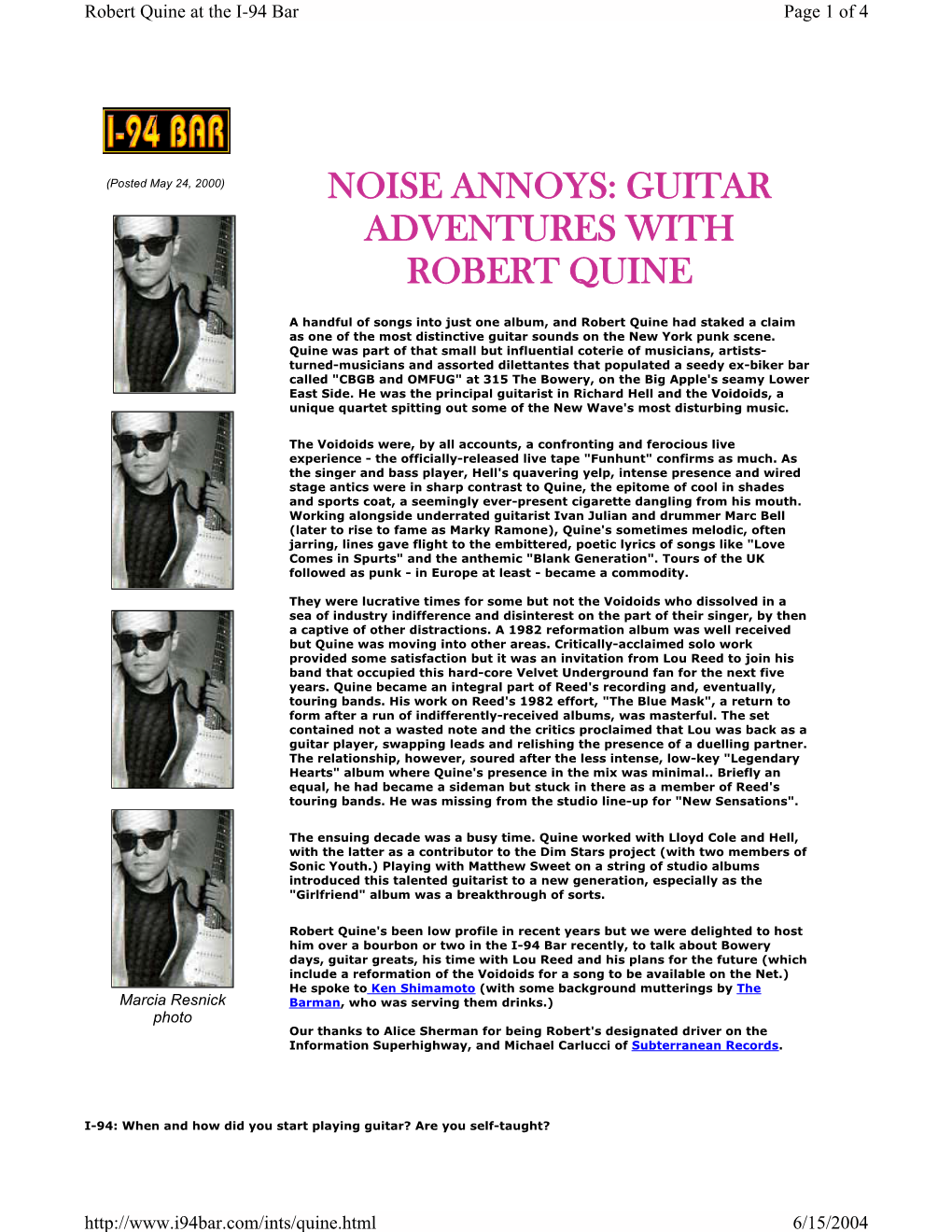 Guitar Adventures with Robert Quine