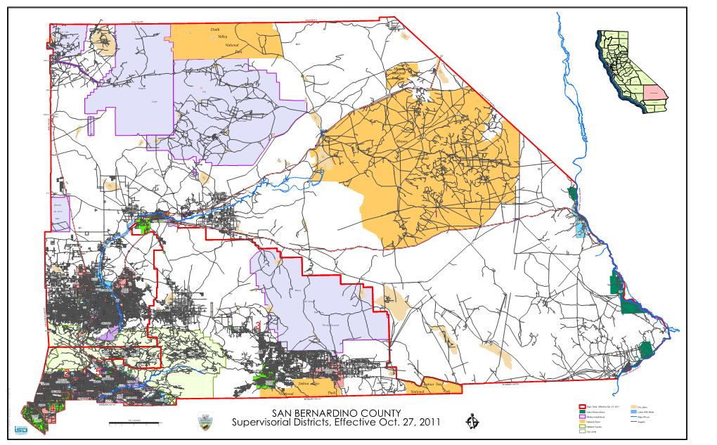 SAN BERNARDINO COUNTY Supervisorial Districts, Effective Oct