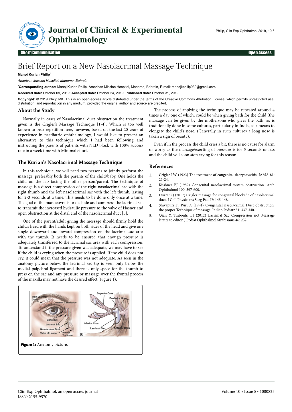 Brief Report on a New Nasolacrimal Massage Technique