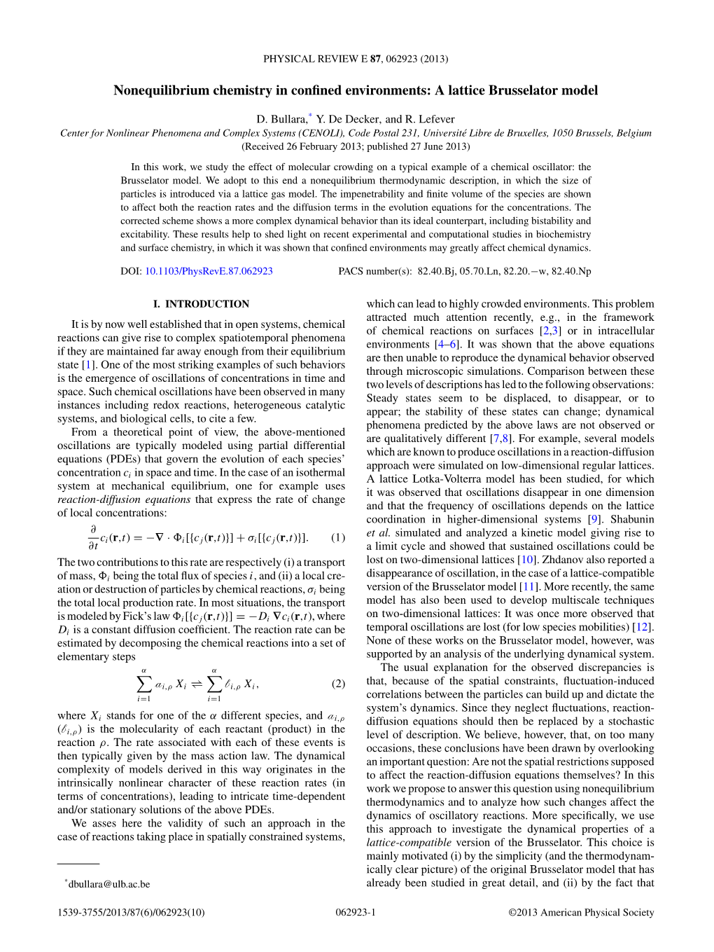 Nonequilibrium Chemistry in Confined Environments: a Lattice Brusselator