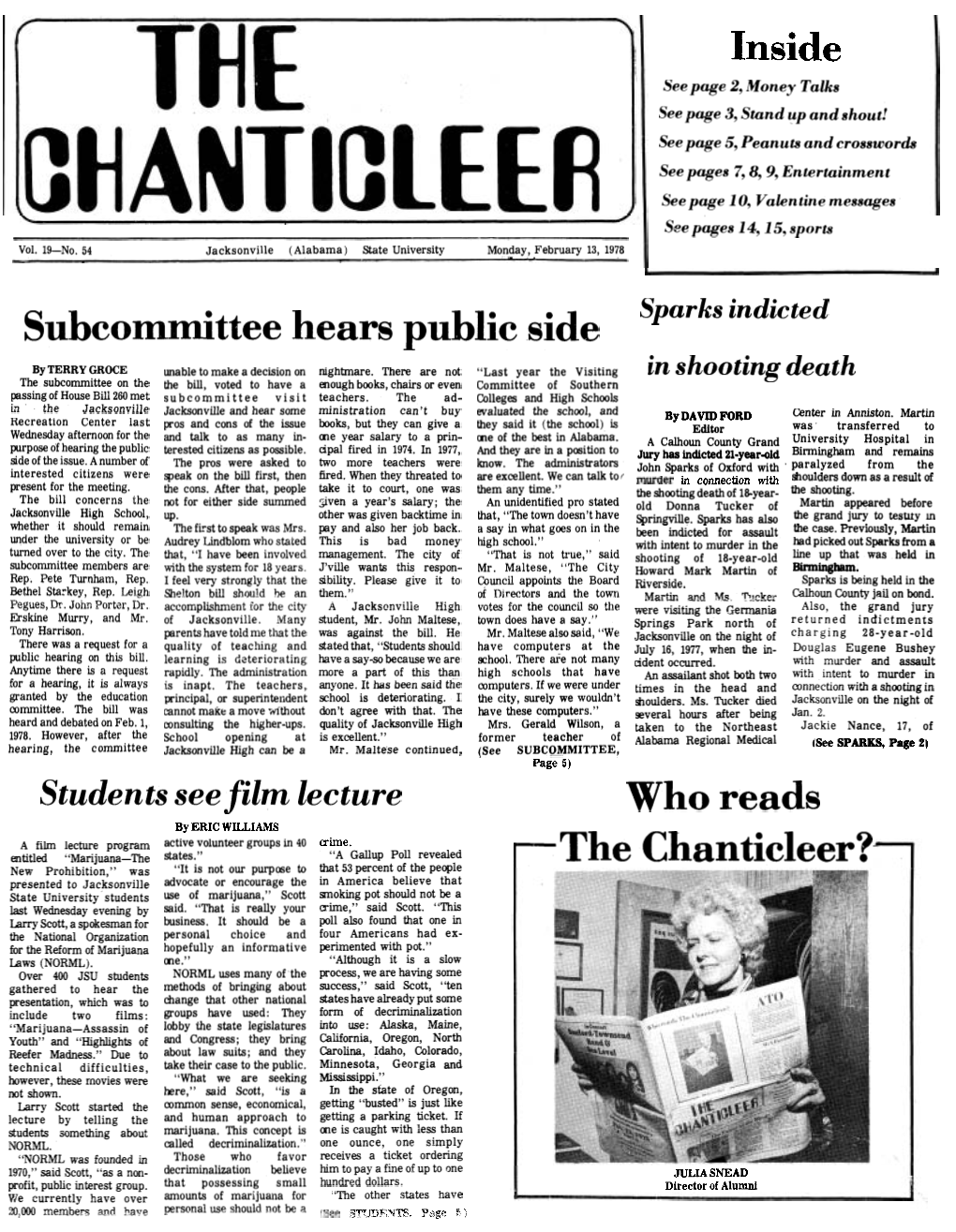 Inside Subcommittee Hears Public Side Who Reads R the Chanticleer?