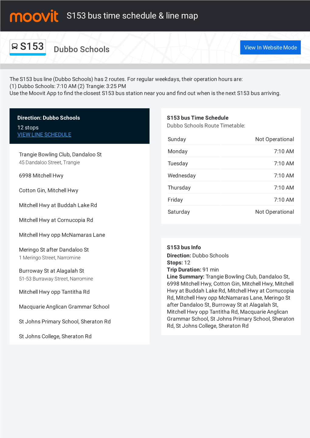 S153 Bus Time Schedule & Line Route