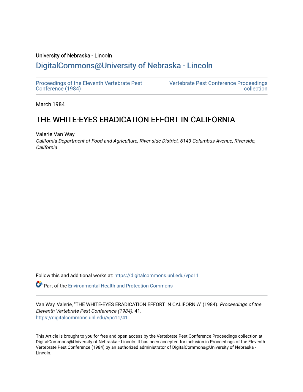 The White-Eyes Eradication Effort in California