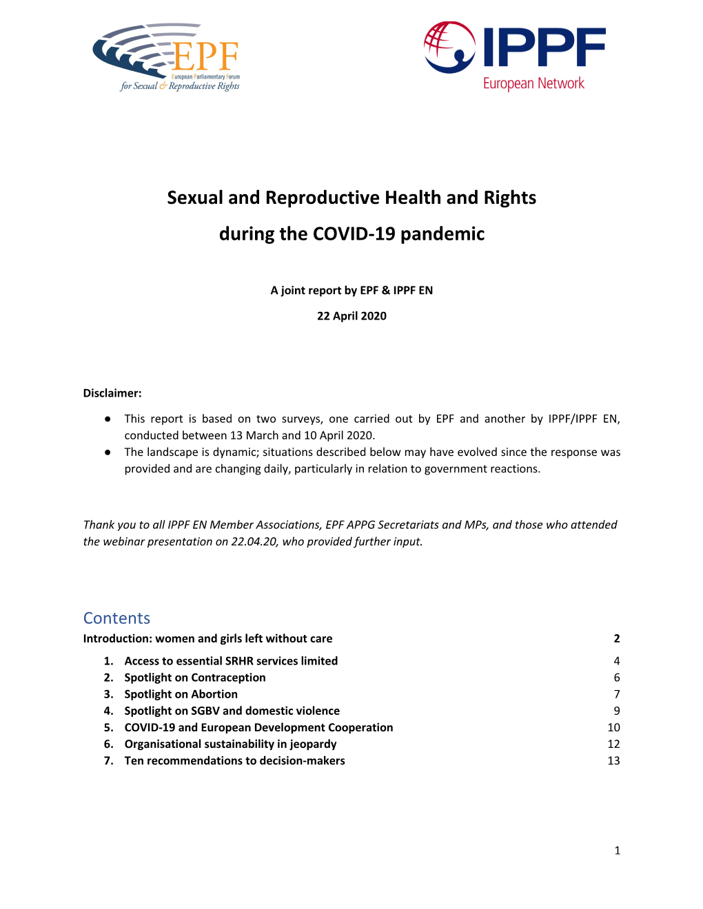 Sexual and Reproductive Health and Rights During the COVID-19