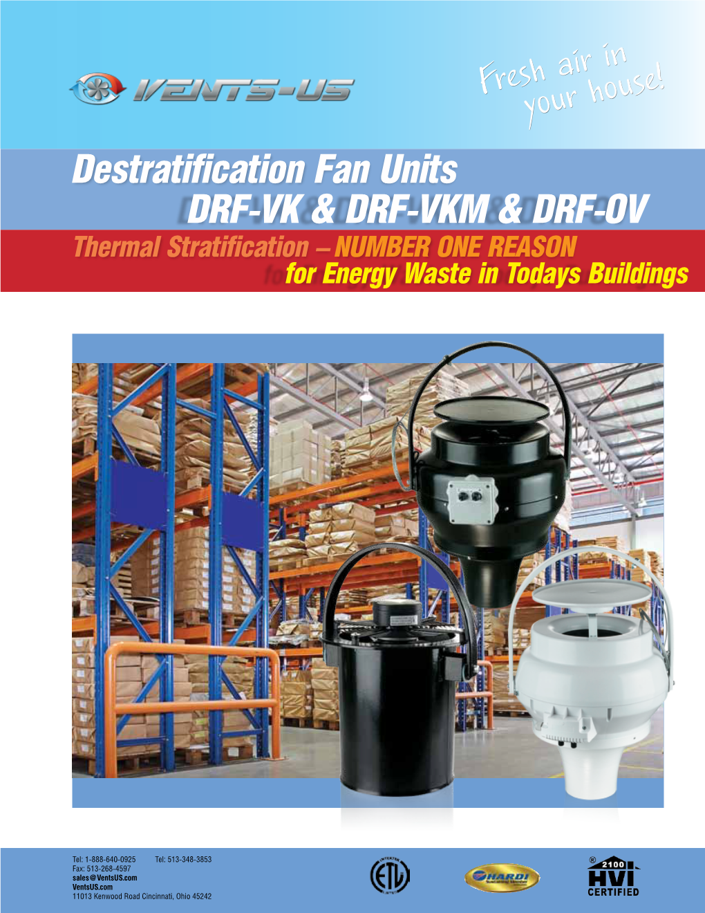 Destratification Fan Units DRF-VK & DRF-VKM & DRF-OV