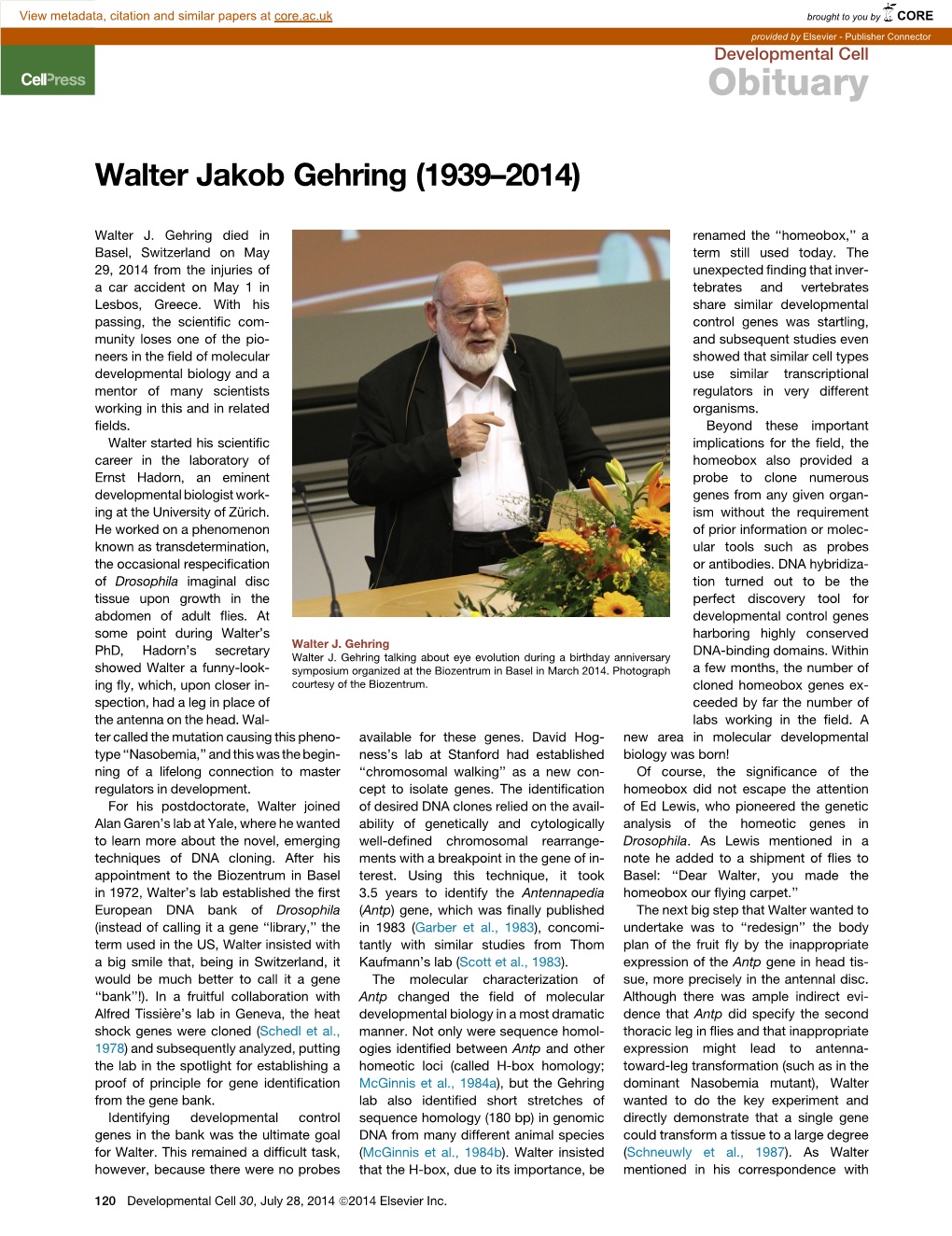 Walter Jakob Gehring (1939-2014)