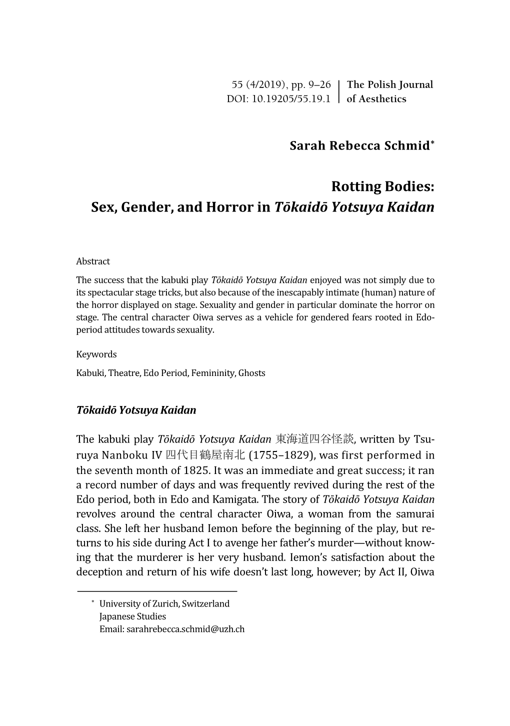 Rotting Bodies: Sex, Gender, and Horror in Tōkaidō Yotsuya Kaidan