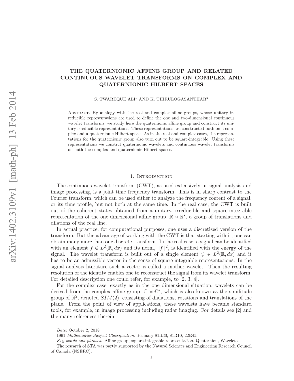 The Quaternionic Affine Group and Related Continuous Wavelet