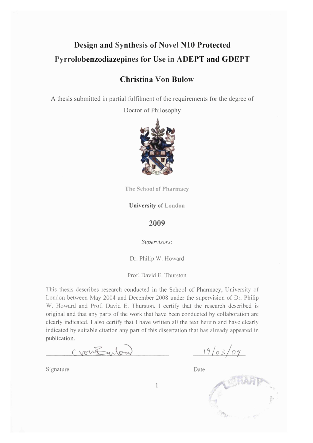 Design and Synthesis of Novel N10 Protected Pyrrolobenzodiazepines