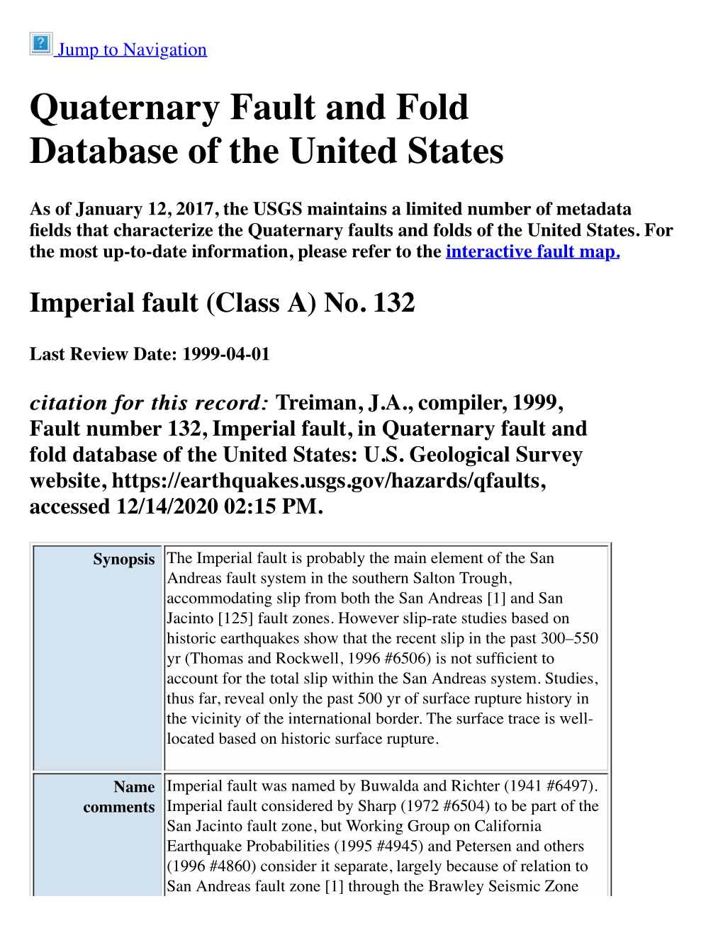 Quaternary Fault and Fold Database of the United States