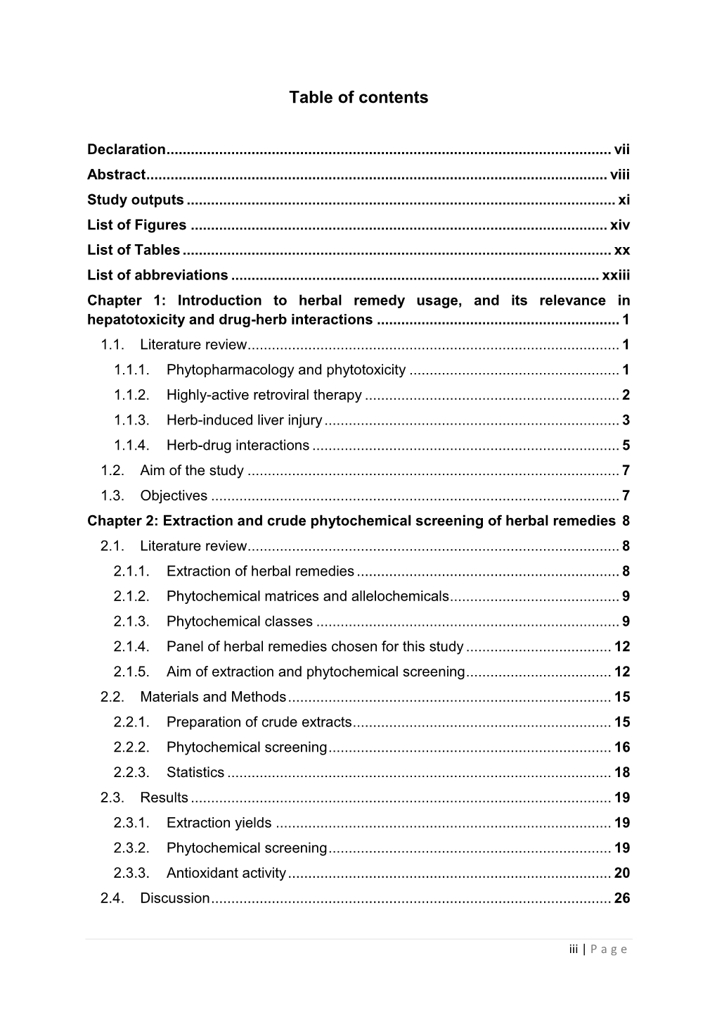 Table of Contents