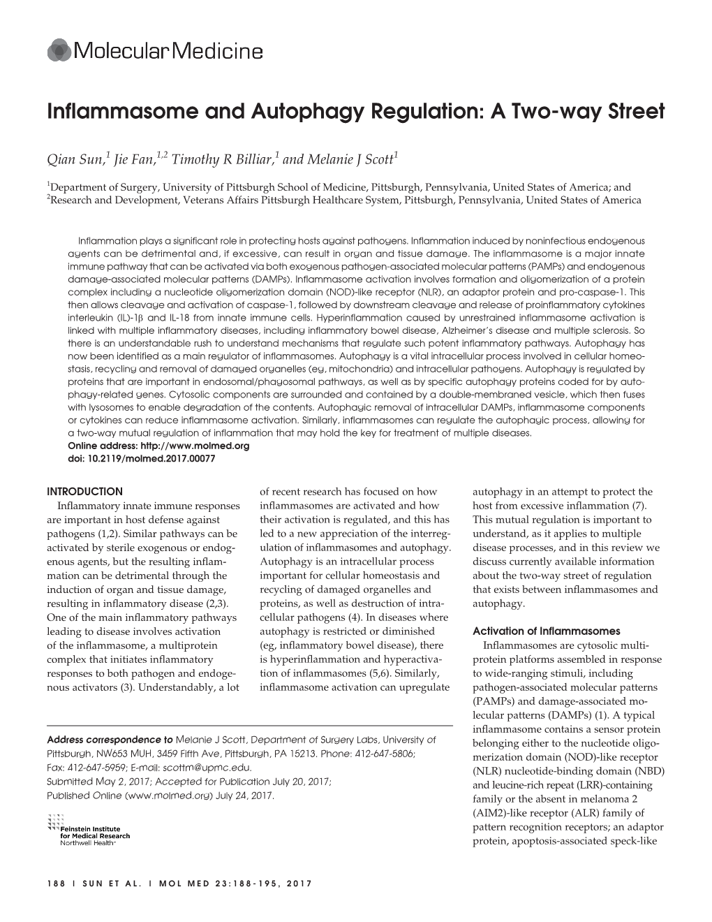 Inflammasome and Autophagy Regulation: a Two-Way Street