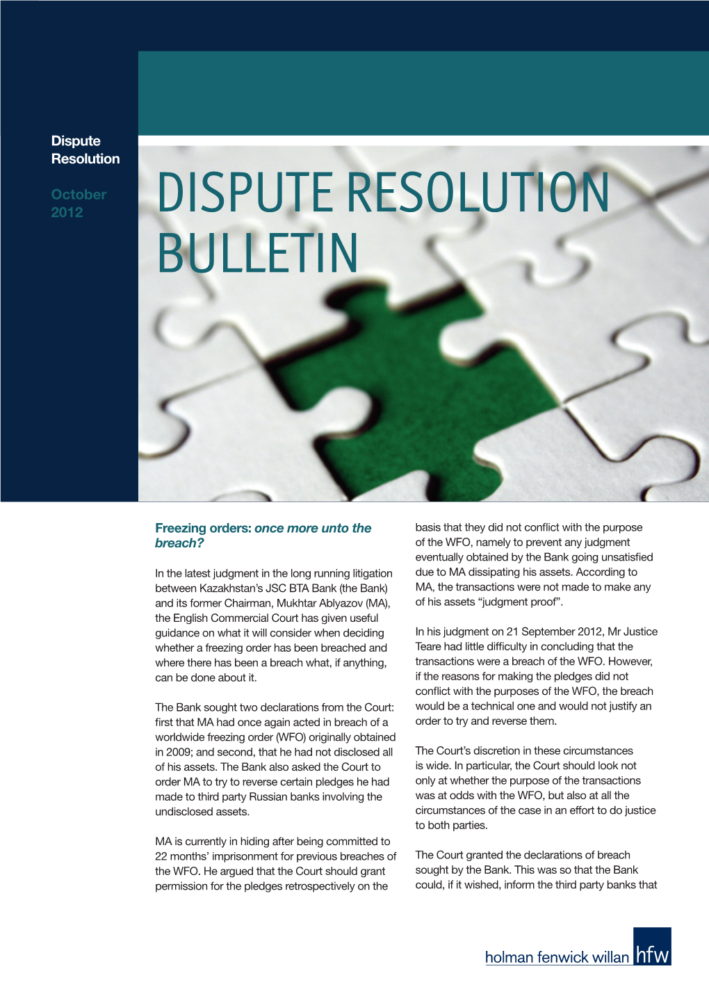 Dispute Resolution Bulletin