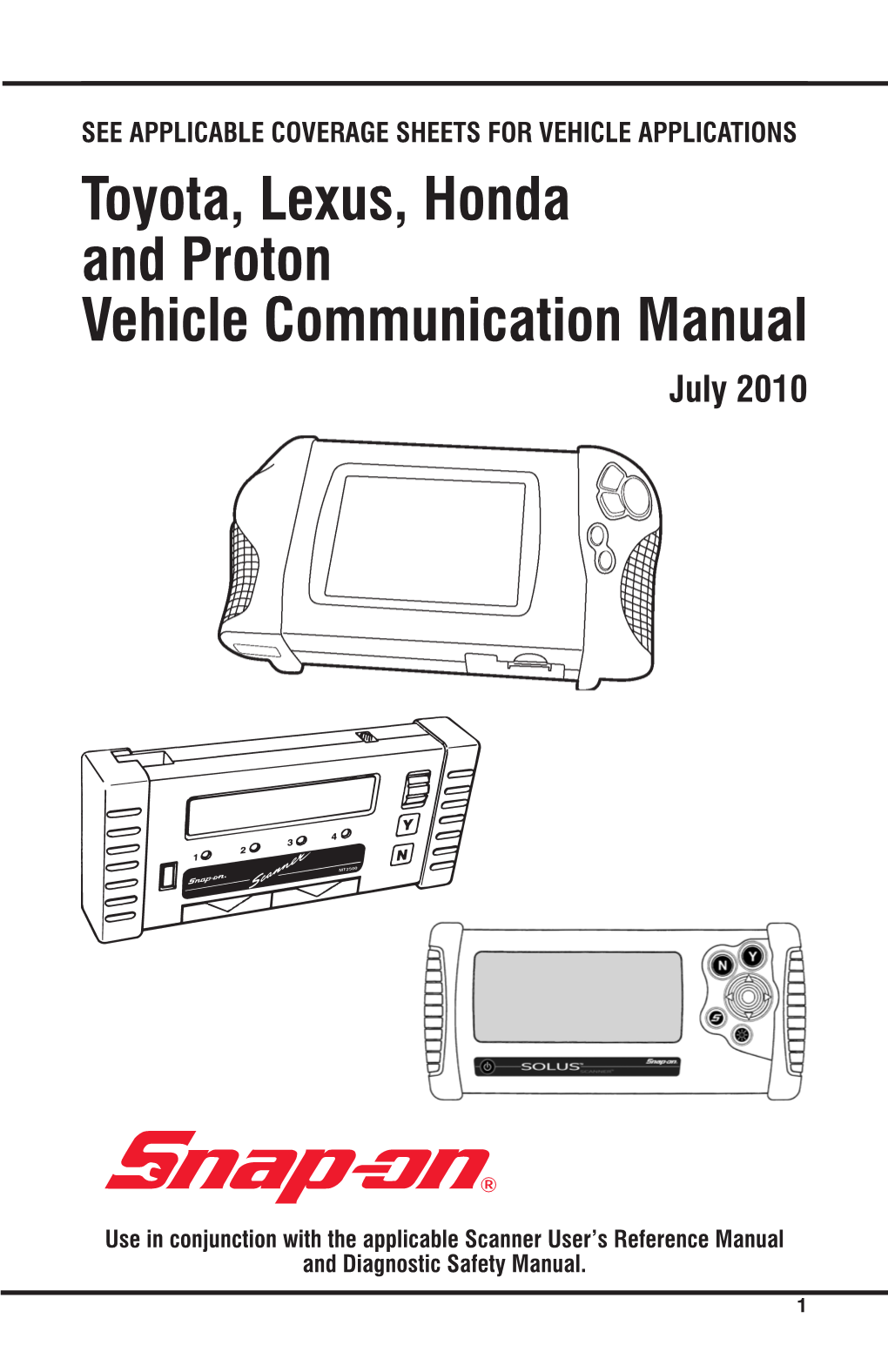 Toyota, Lexus, Honda and Proton Vehicle Communication Manual July 2010