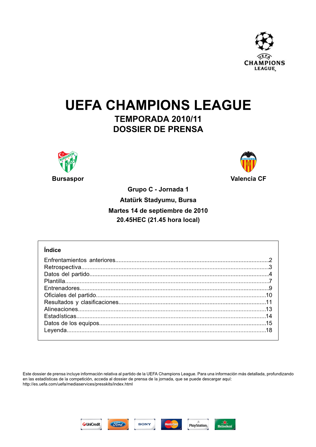 Uefa Champions League Temporada 2010/11 Dossier De Prensa