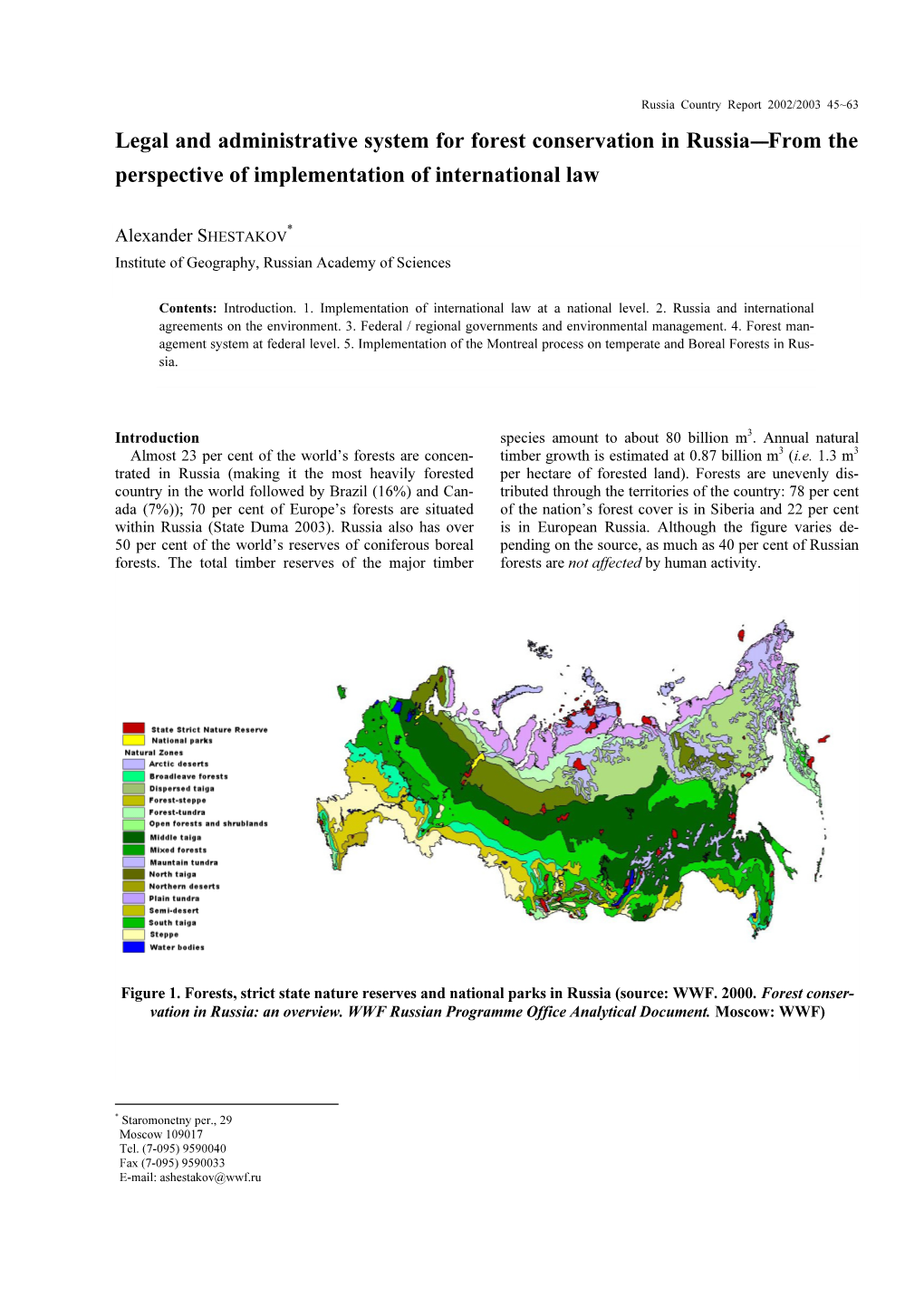 Legal and Administrative System for Forest Conservation in Russia---From the Perspective of Implementation of International Law