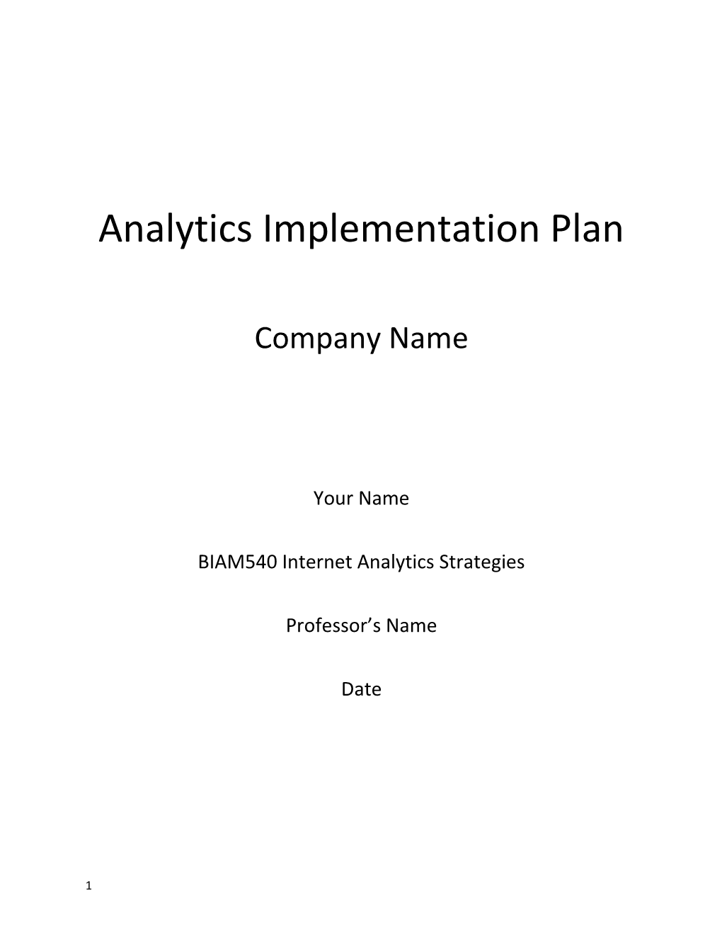 Analytics Implementation Plan