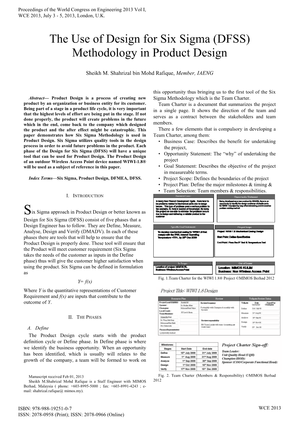 The Use of Design for Six Sigma (DFSS) Methodology in Product Design