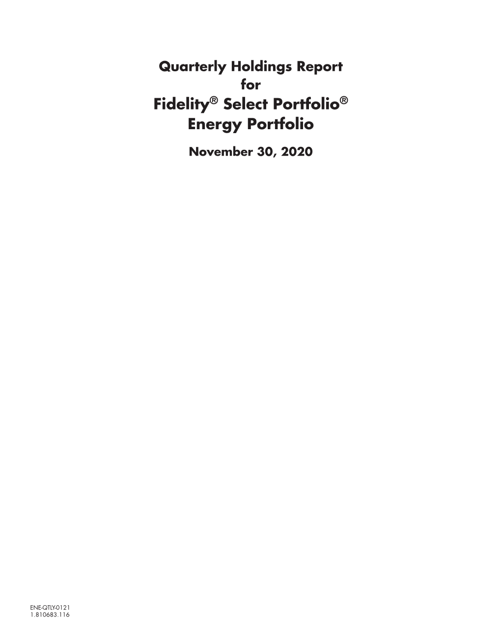 Fidelity® Select Portfolio® Energy Portfolio