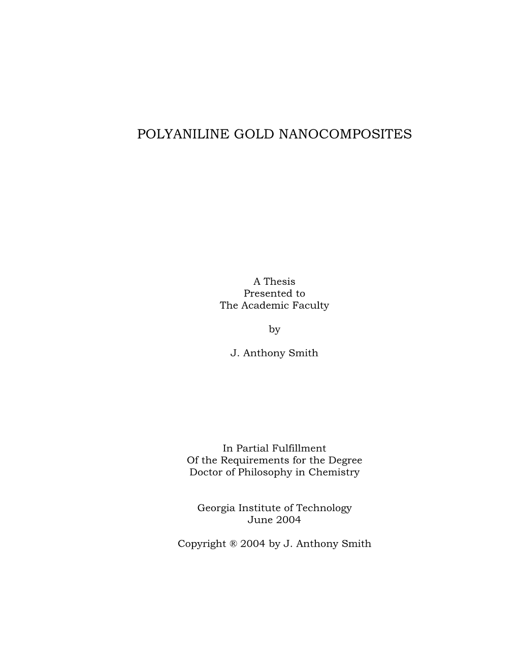 Polyaniline Gold Nanocomposites