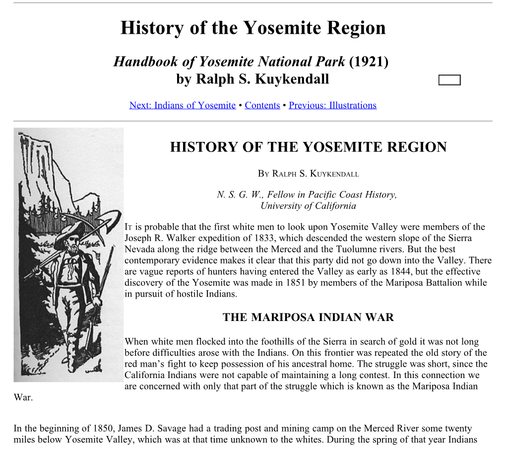 History of the Yosemite Region, Handbook of Yosemite National Park (1921) by Ralph S