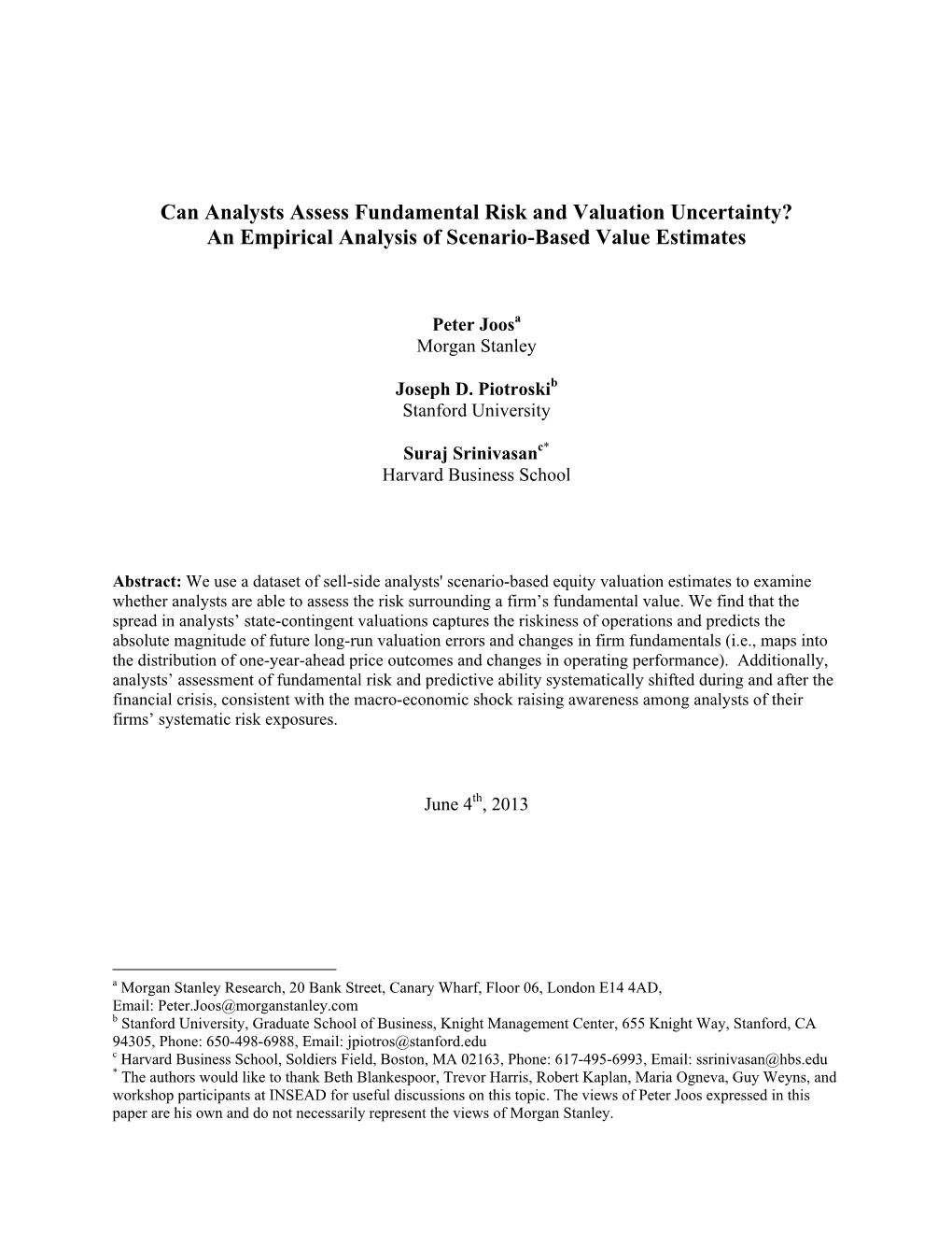 Can Analysts Assess Fundamental Risk and Valuation Uncertainty? an Empirical Analysis of Scenario-Based Value Estimates