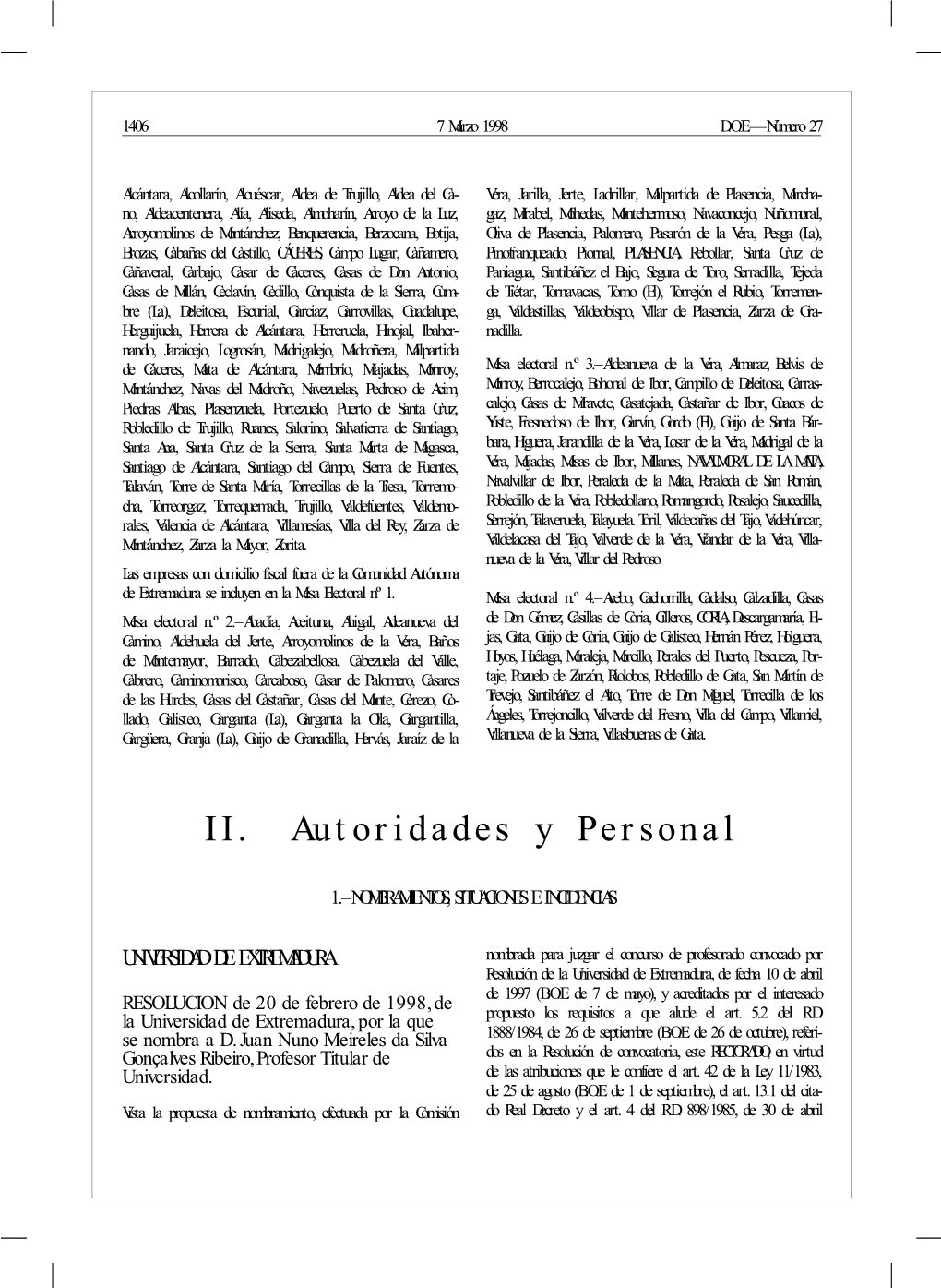 II. Autoridades Y Personal