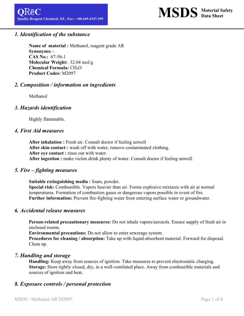 1. Identification of the Substance