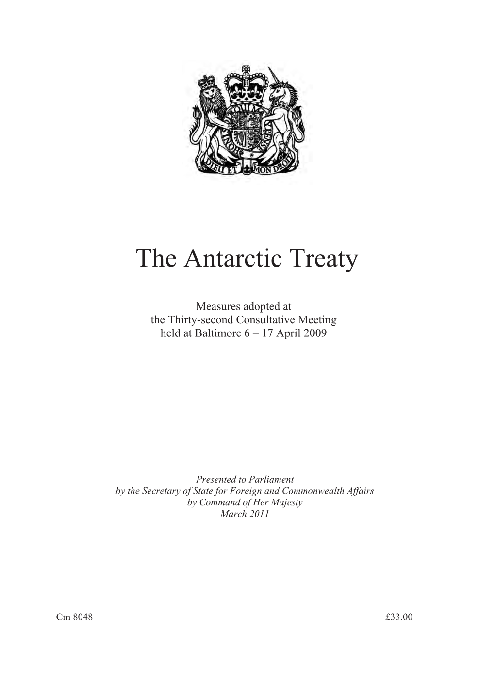 The Antarctic Treaty Cm 8048