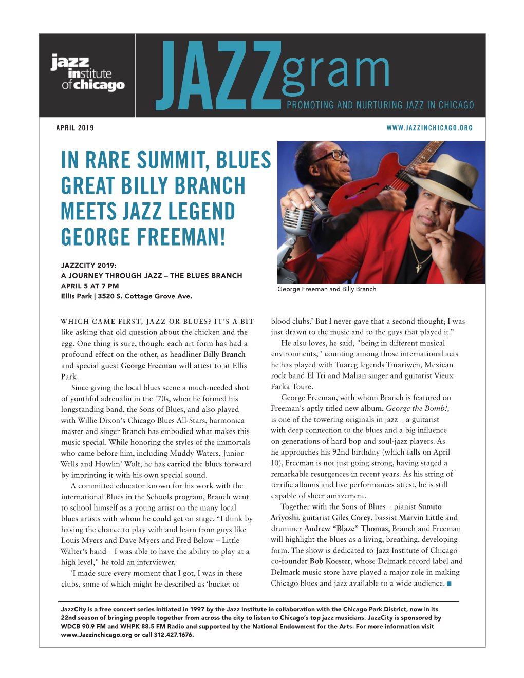 In Rare Summit, Blues Great Billy Branch Meets Jazz Legend George Freeman!