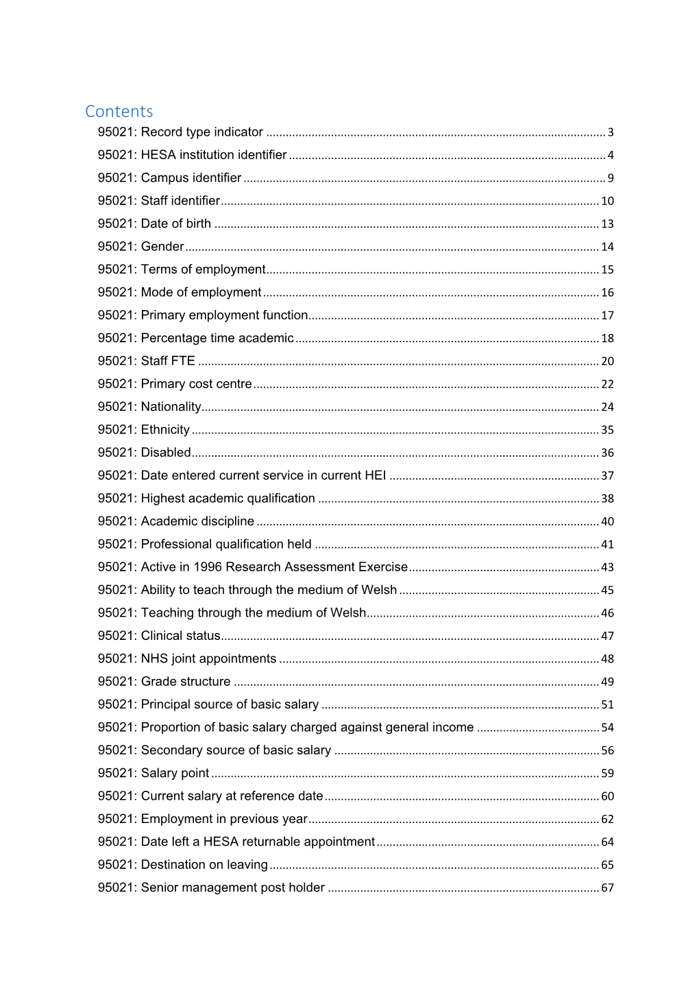 Contents 95021: Record Type Indicator